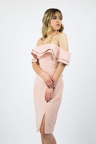 Pink Midi off-shoulder dress