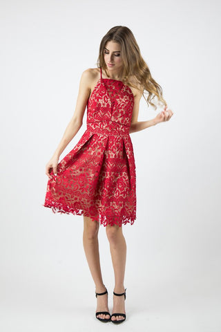 Red lace dress